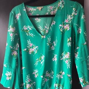 Beautiful green blouse with flowers